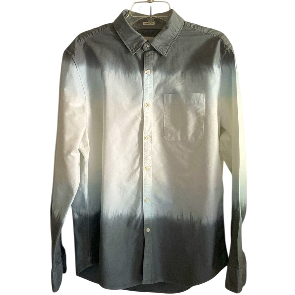 American Eagle Men’s 100% Cotton Long Sleeve Button Down Ombré Shirt Size Large